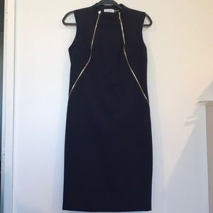 Calvin Klein Navy Zipper Sheath Dress